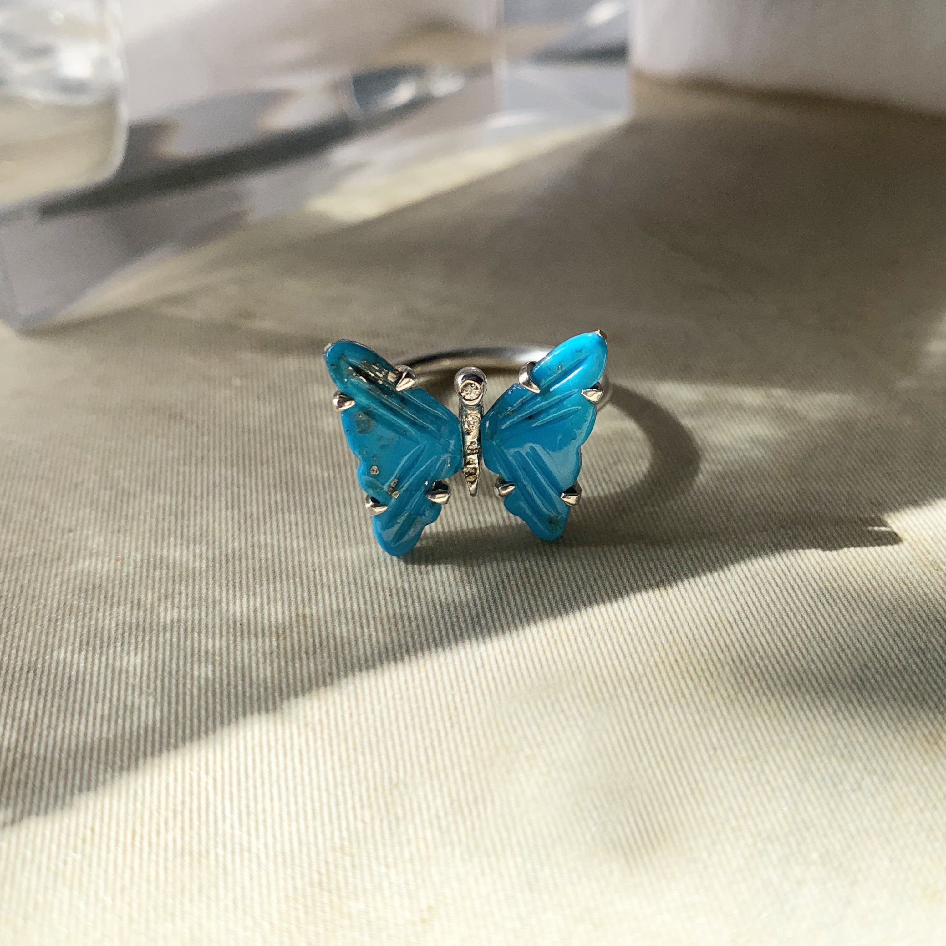 Turquoise and Diamond Butterfly Ring