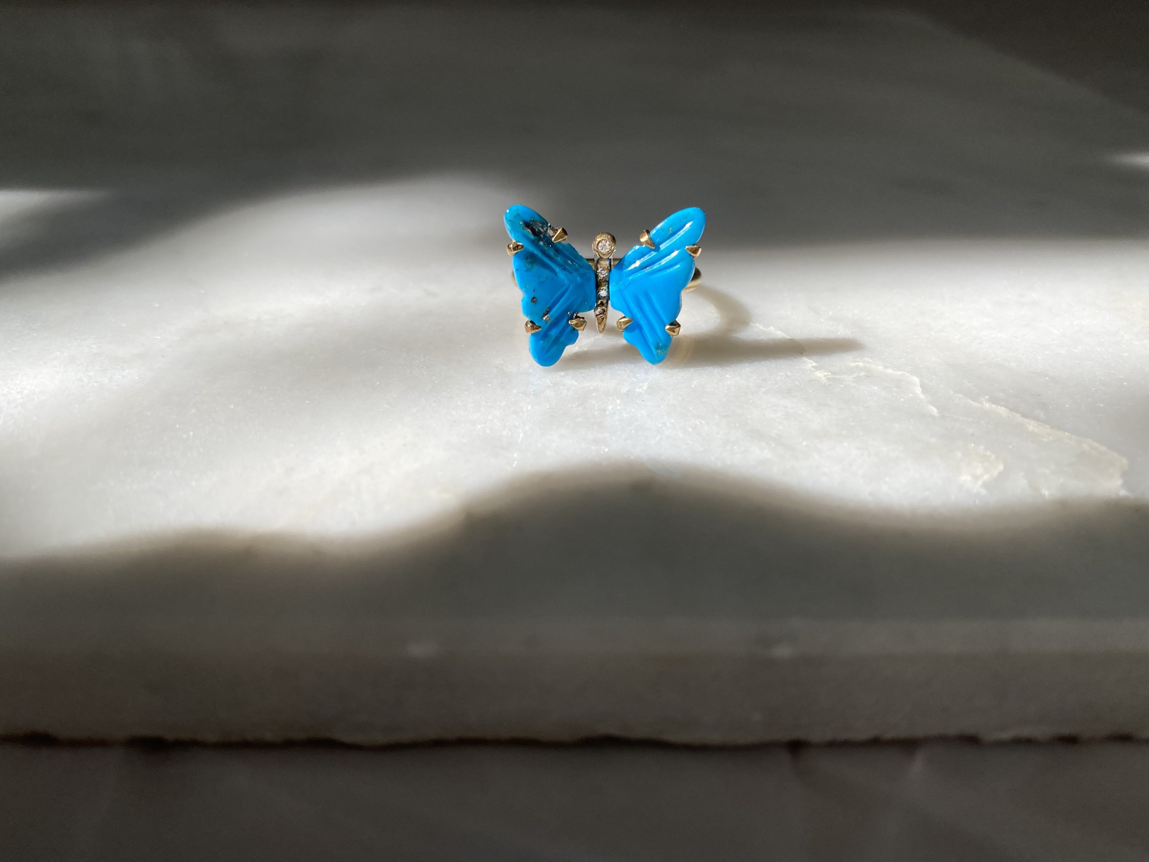 Turquoise and Diamond Butterfly Ring