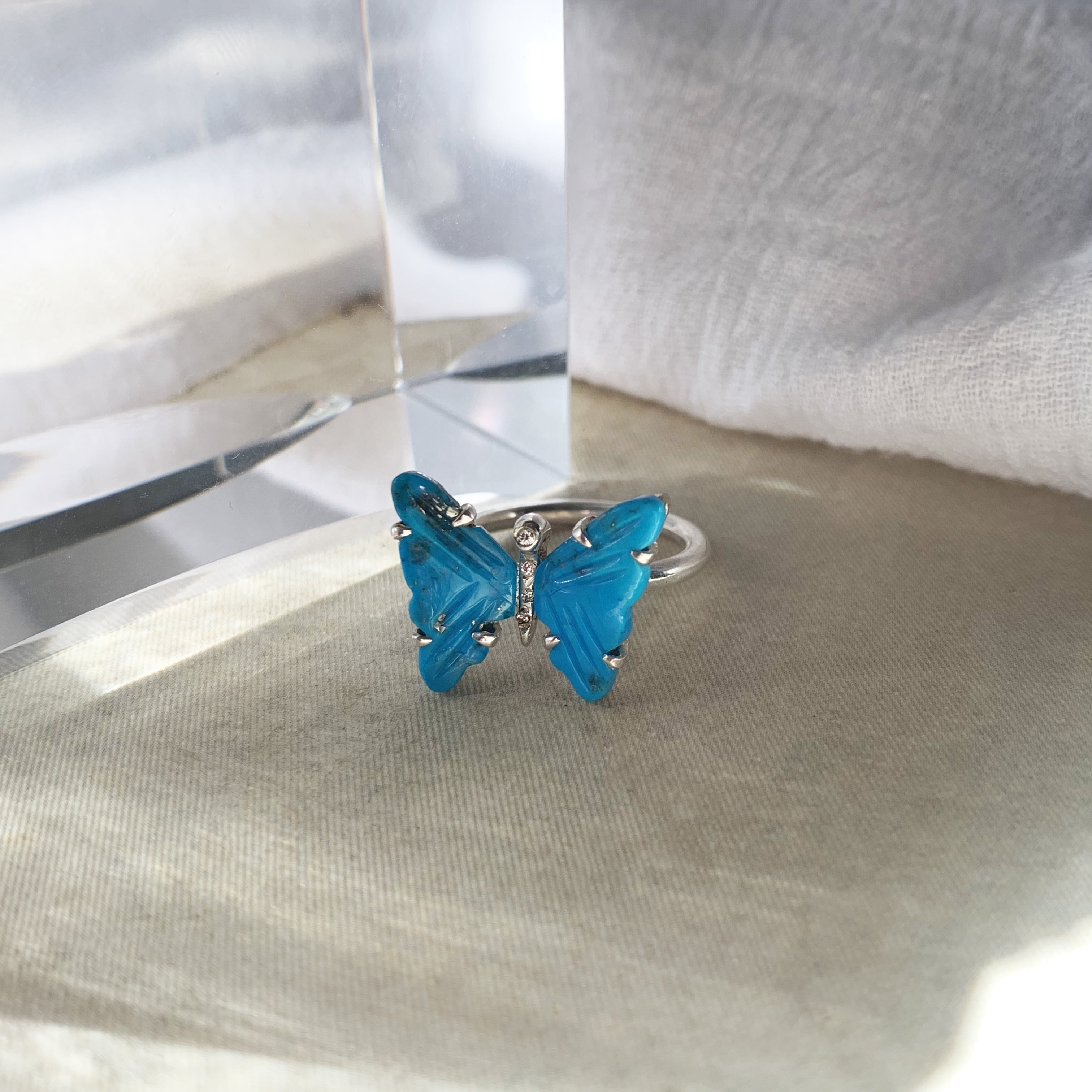 Turquoise and Diamond Butterfly Ring
