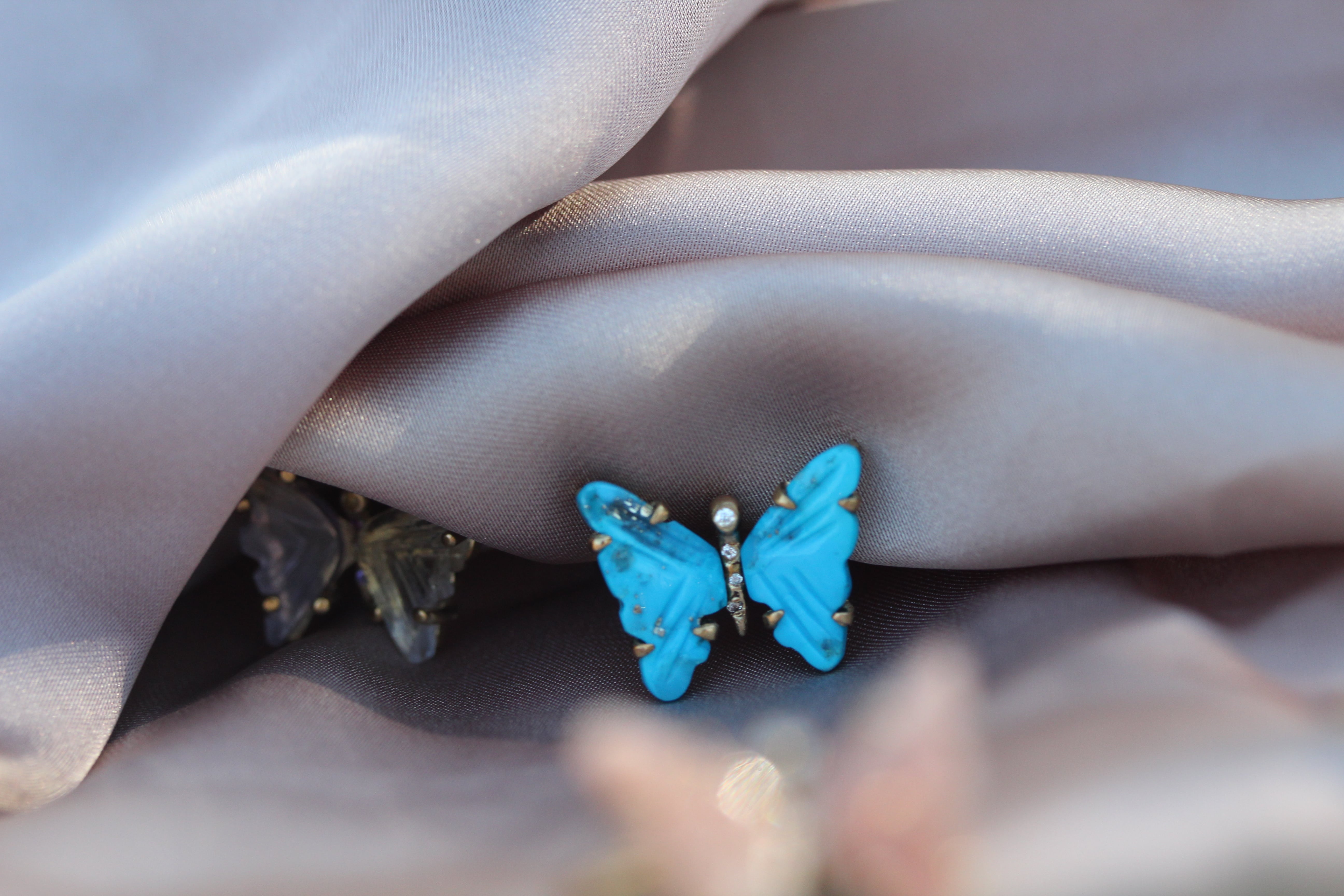 Turquoise and Diamond Butterfly Ring