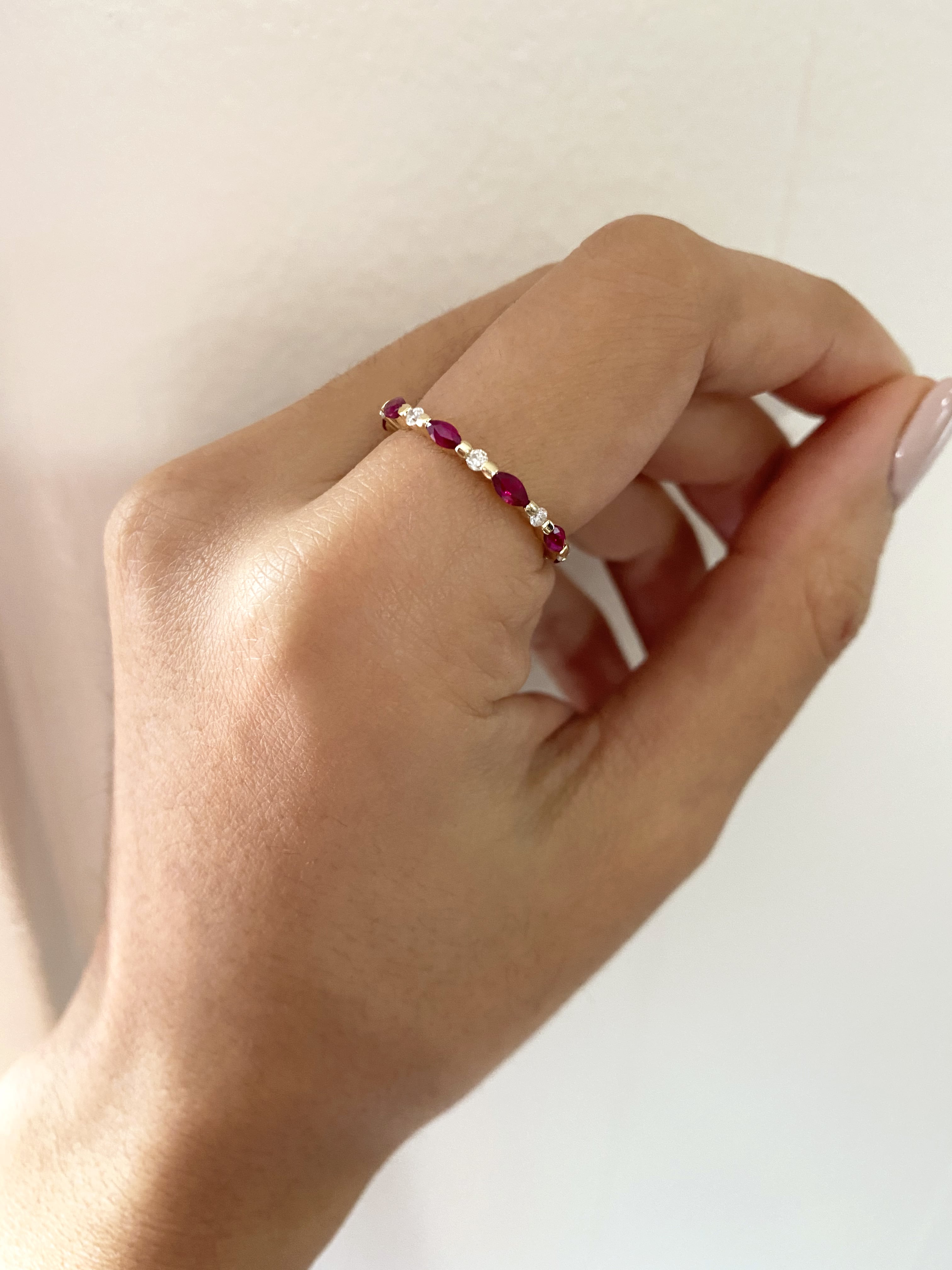 Antique Diamond & Ruby Bridal Wedding Ring Set 14k White Gold 2.75ct - U3153
