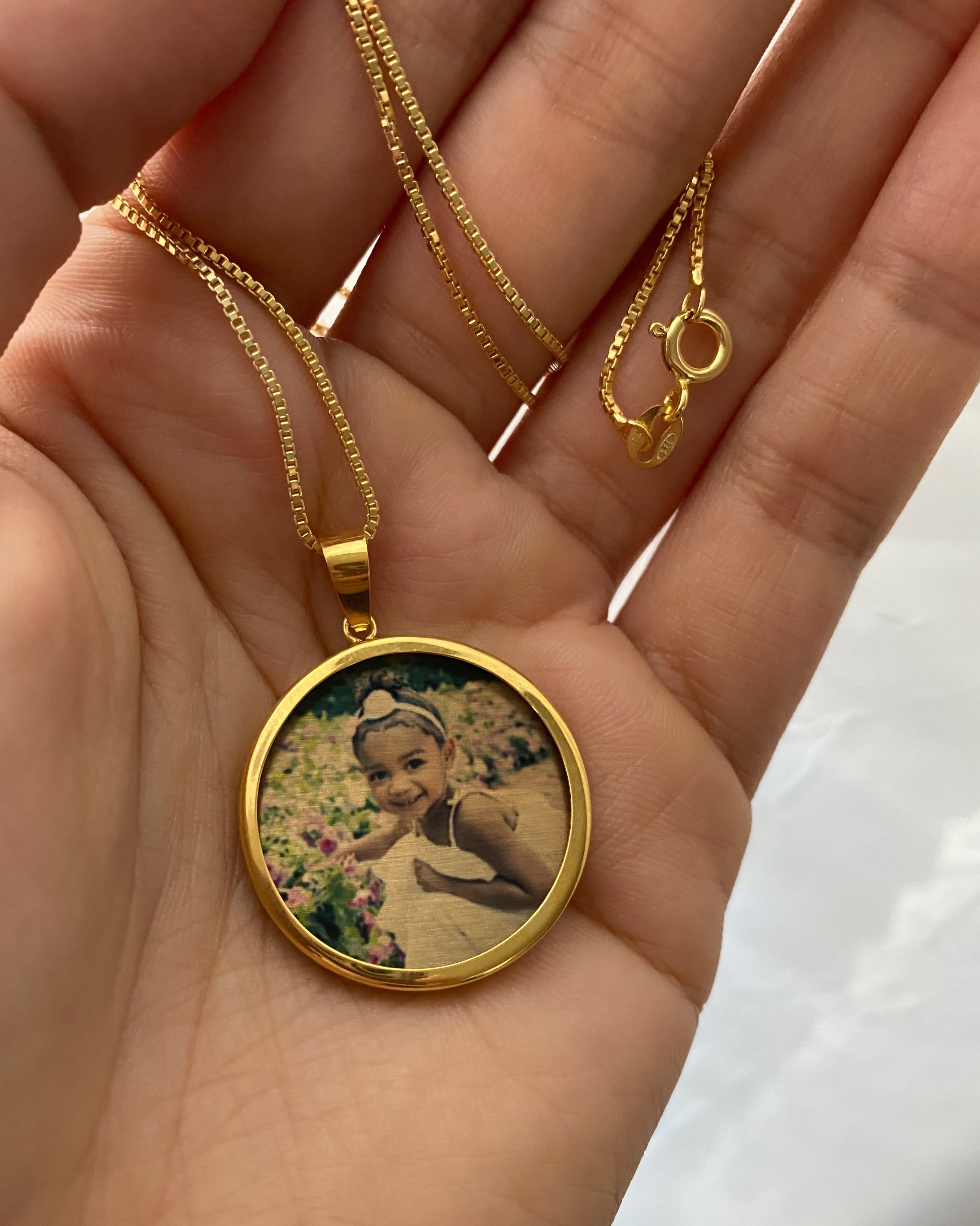 Gold Photo Pendant Disc Charm