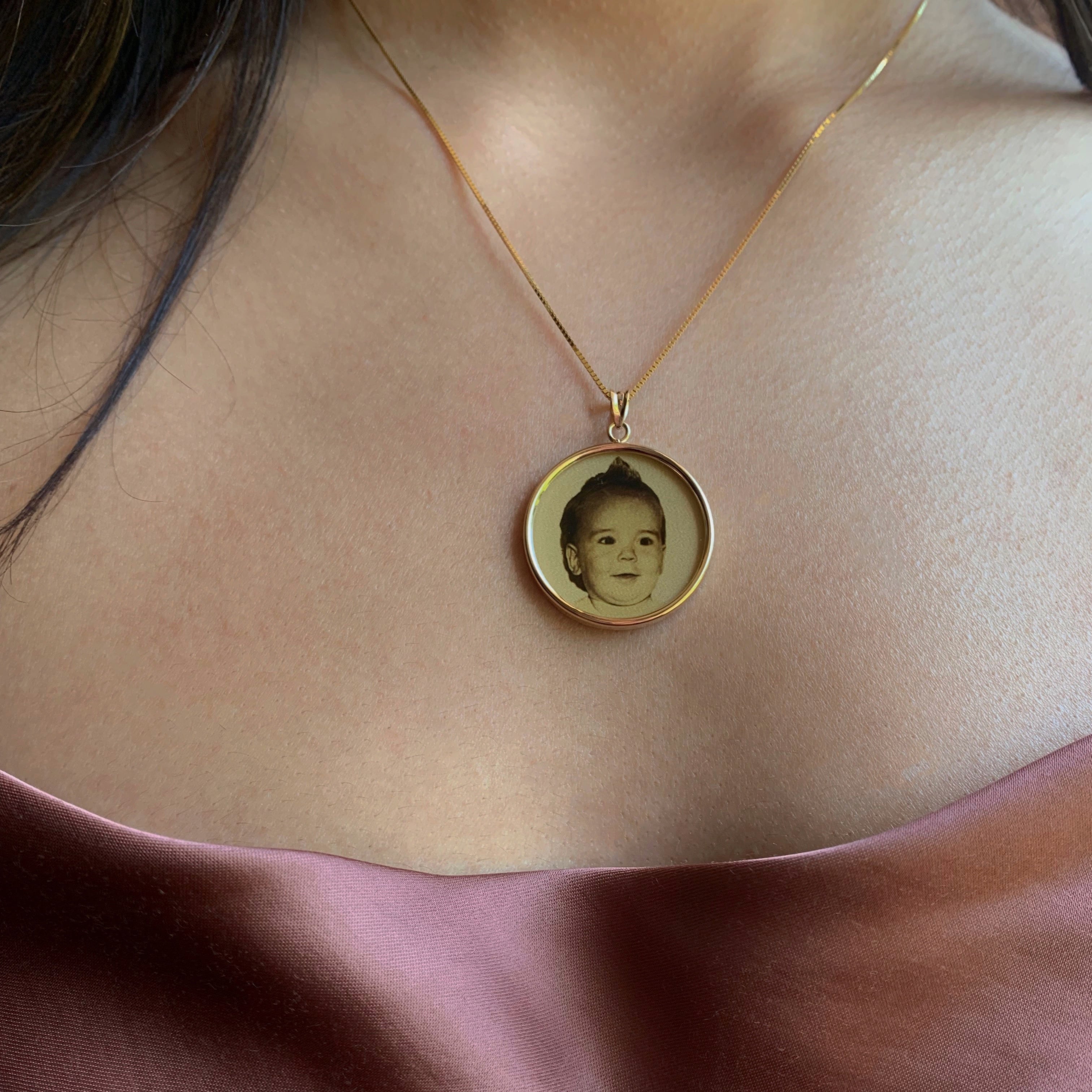 Gold Photo Pendant Disc Charm