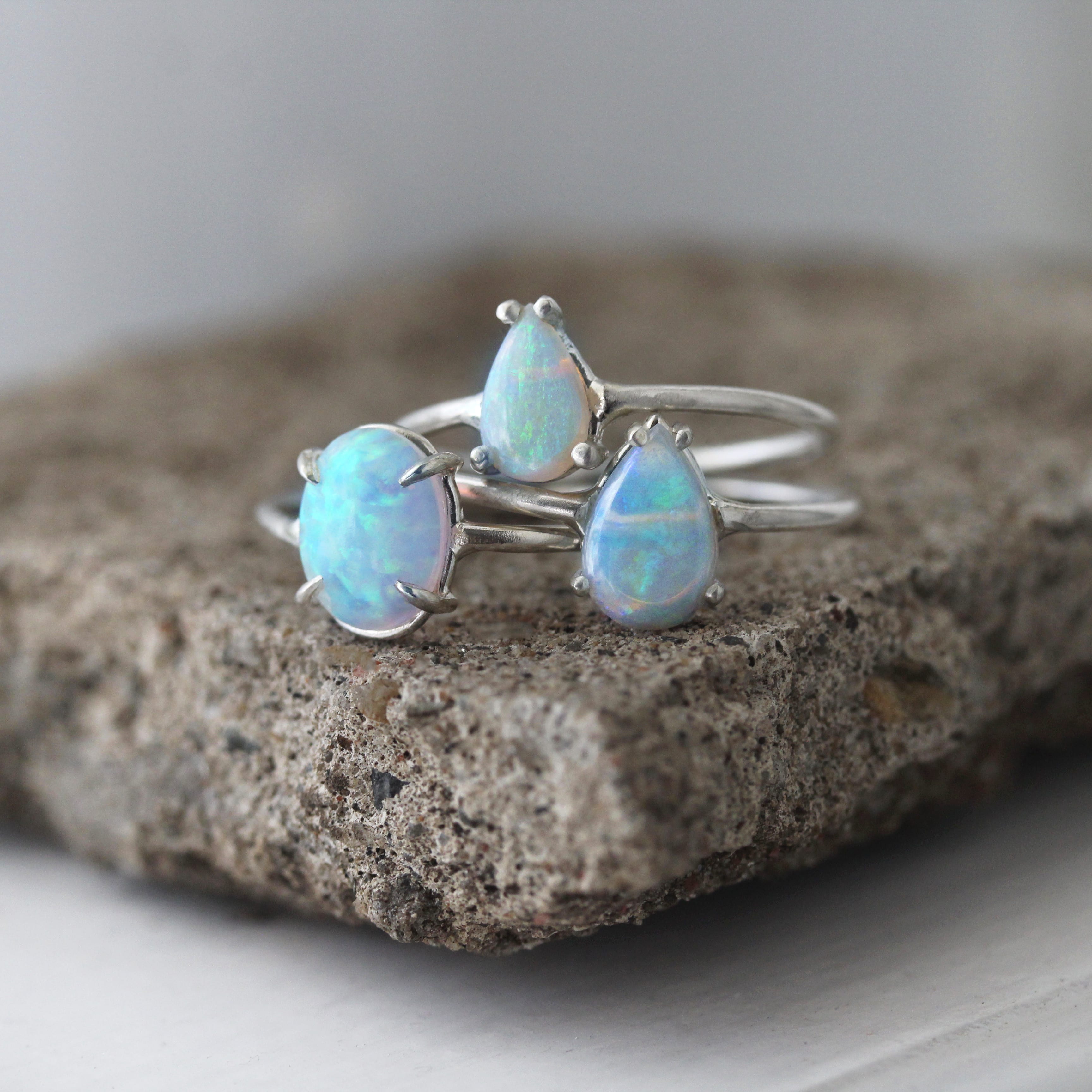 Natural Teardrop Opal Ring
