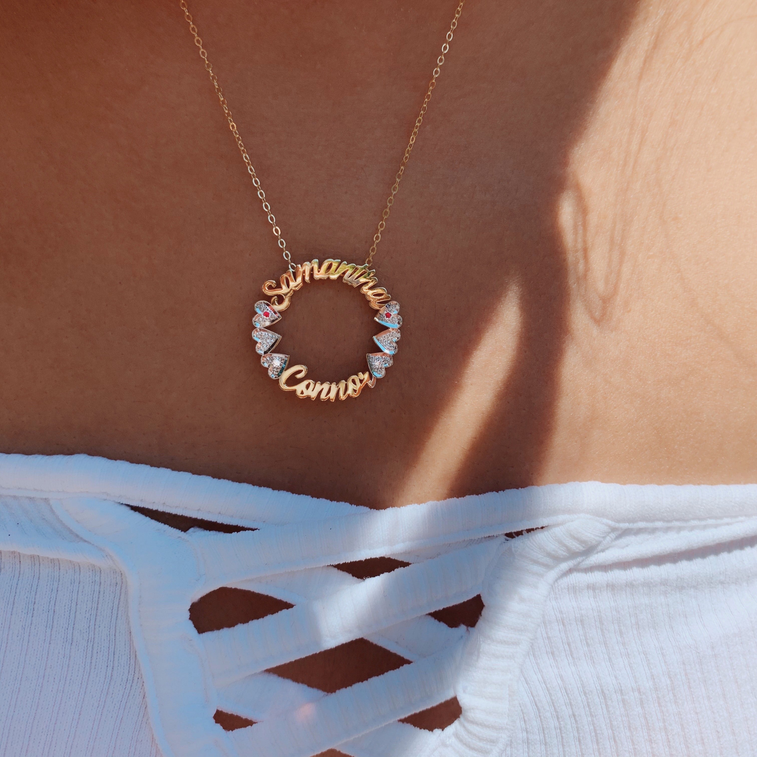Script Circle Name Necklace