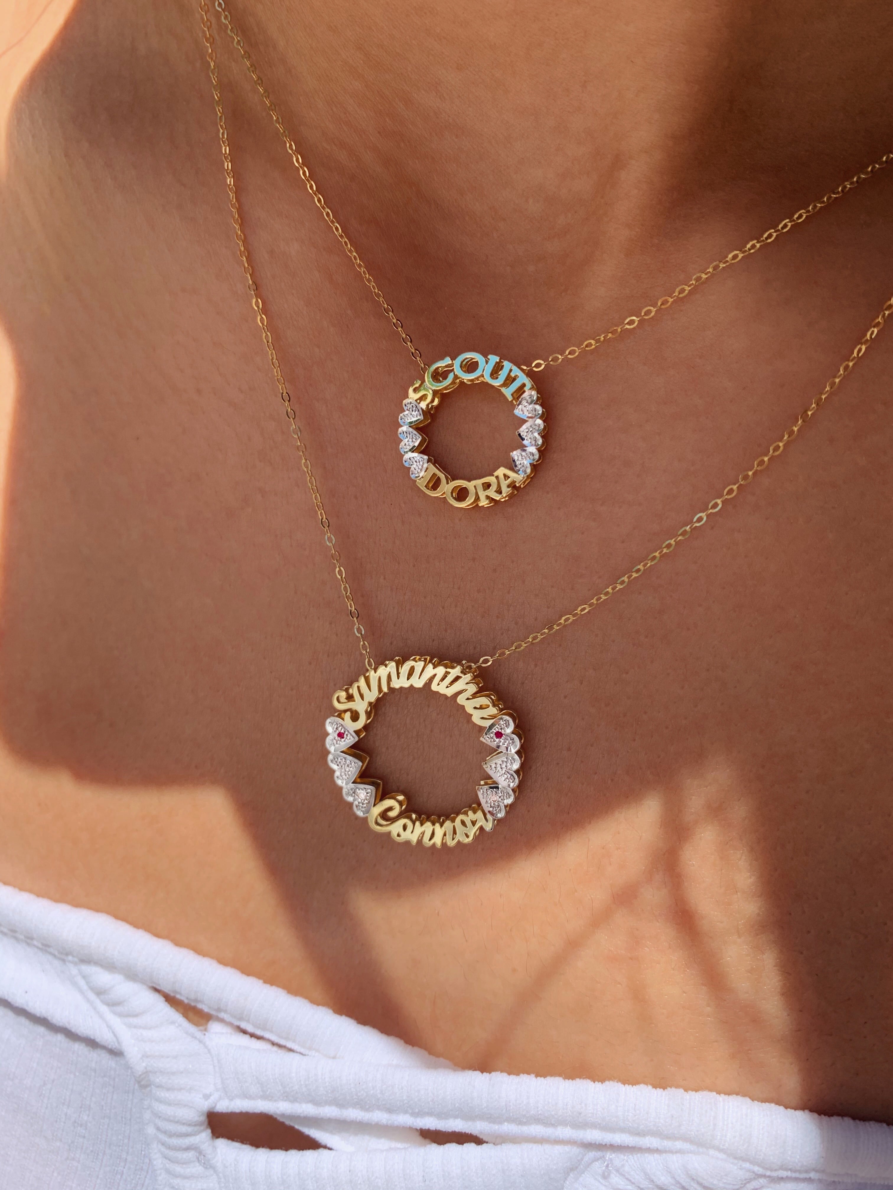 Script Circle Name Necklace