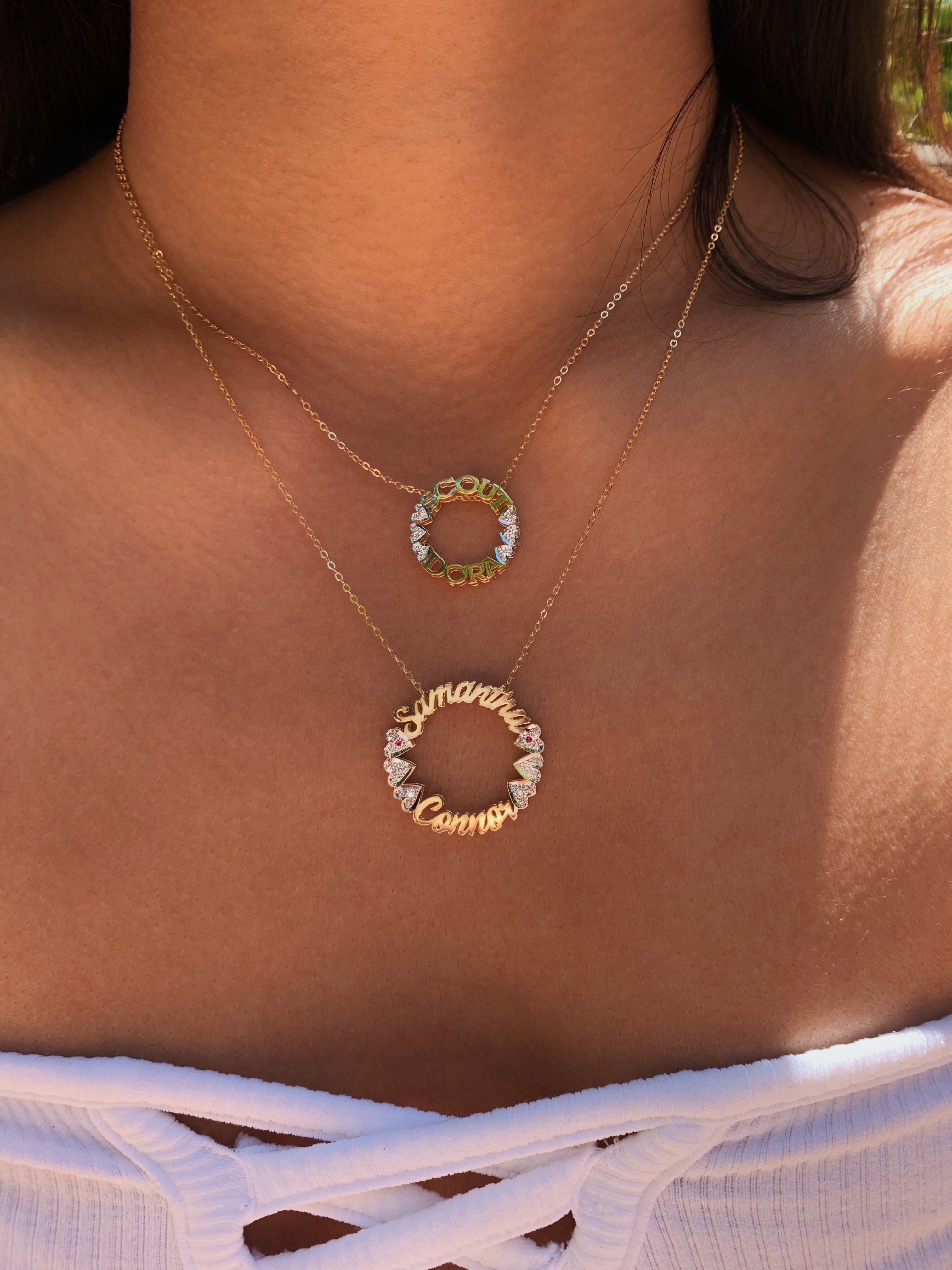 Script Circle Name Necklace