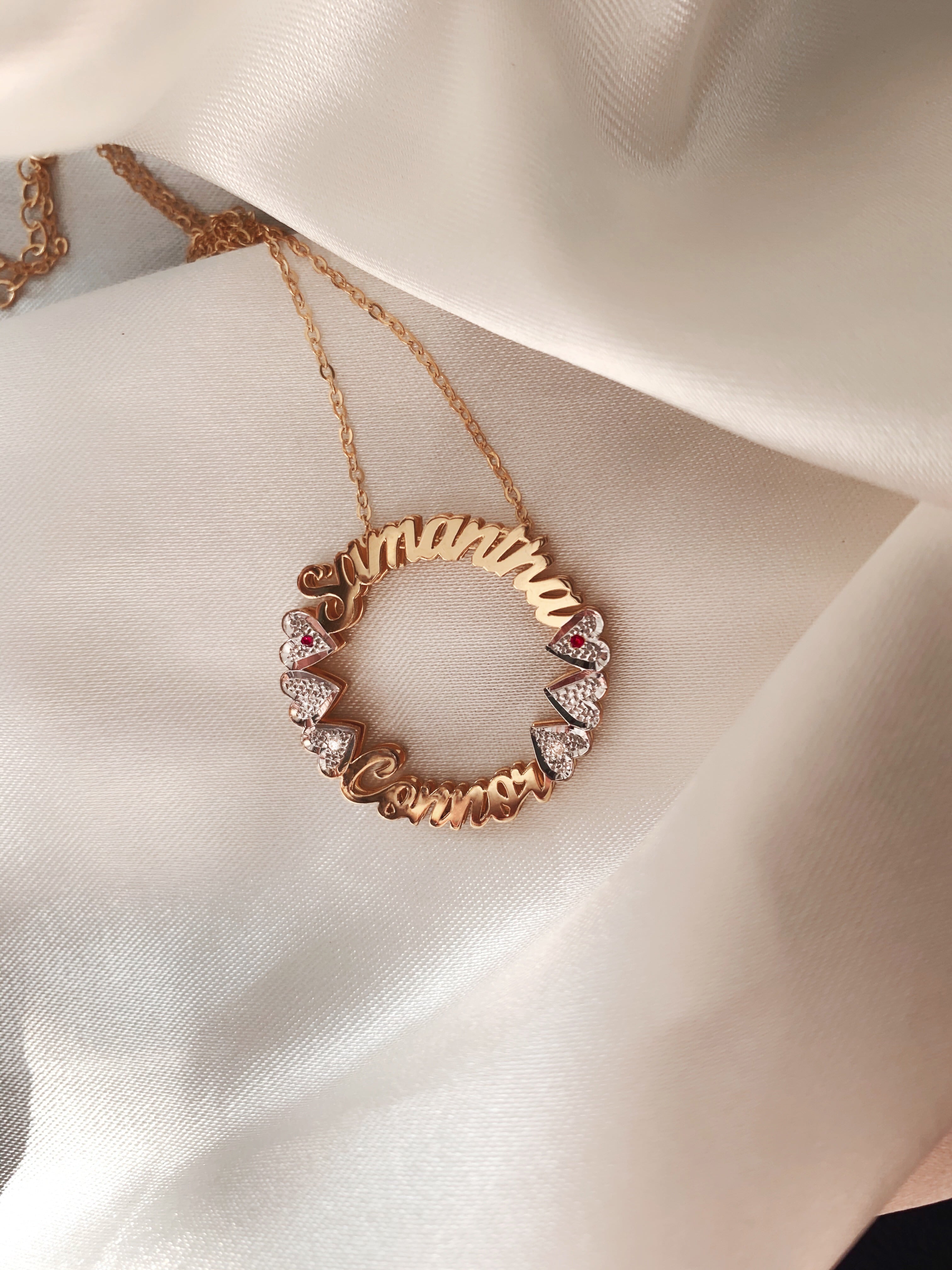 Script Circle Name Necklace