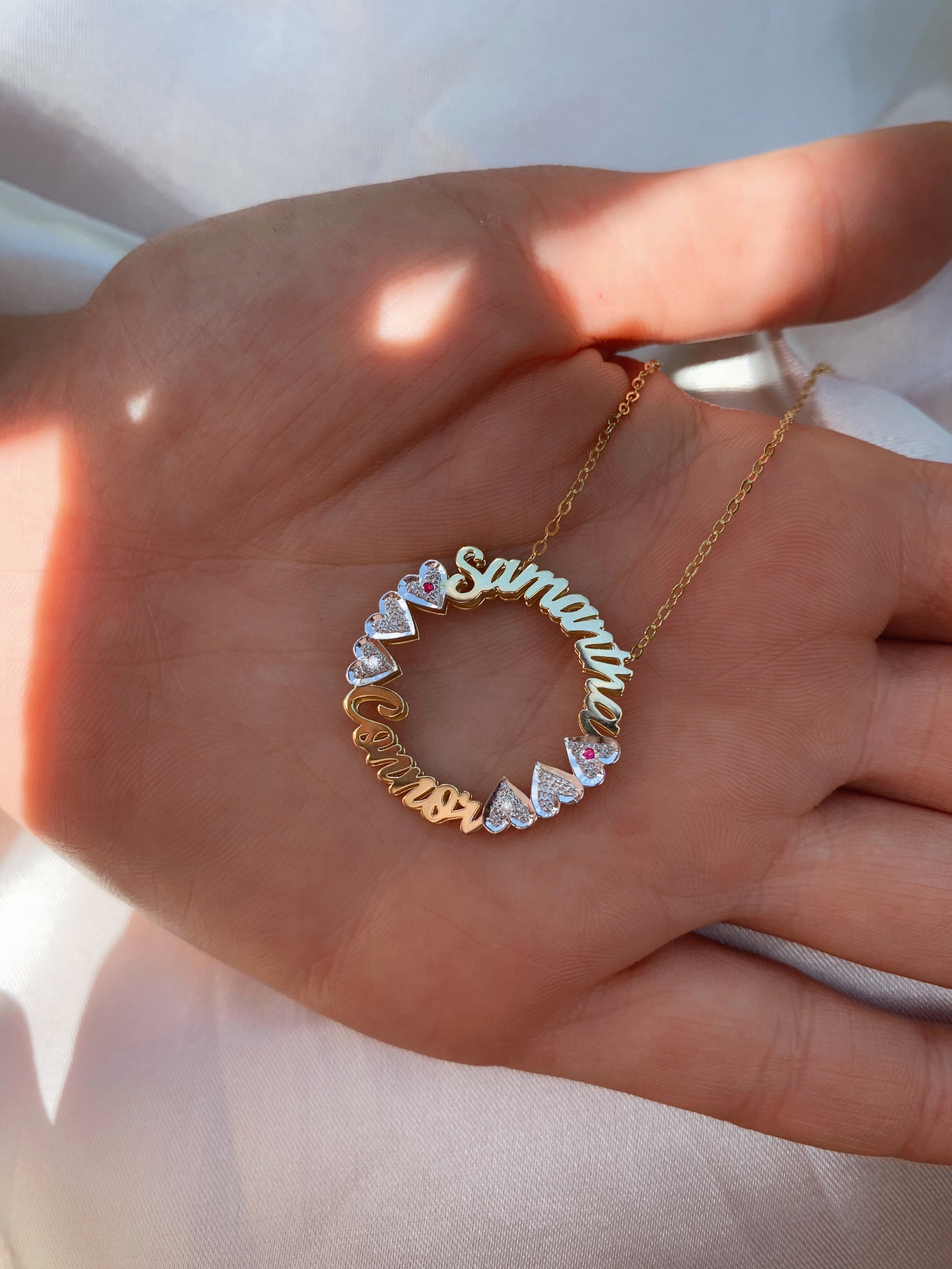 Script Circle Name Necklace