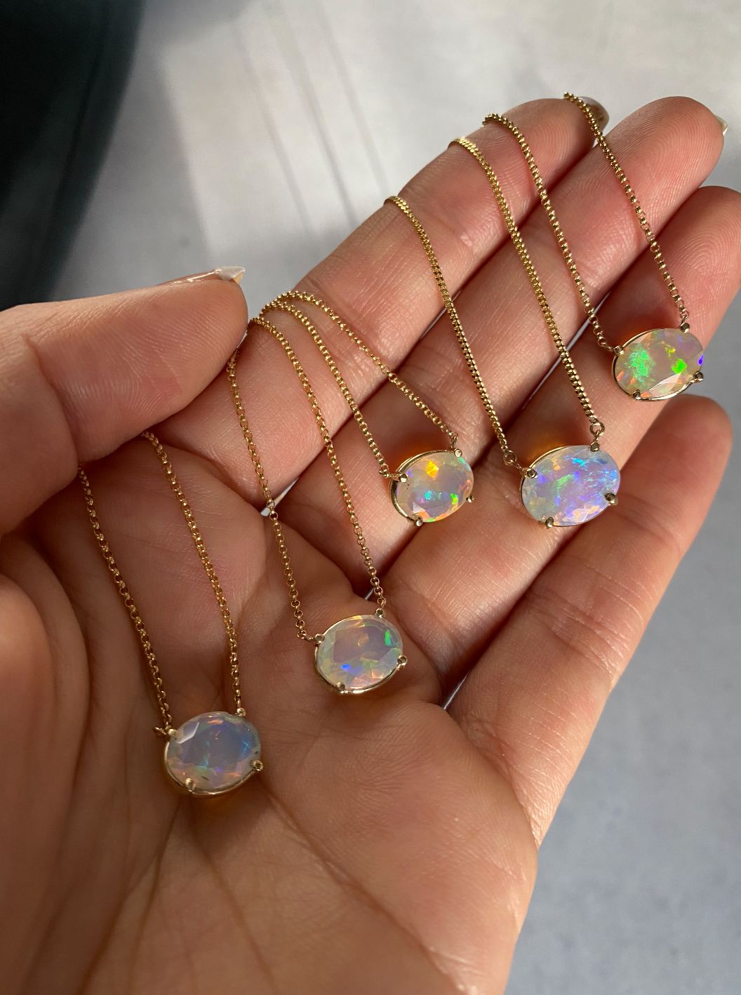 Solitaire Oval Opal Necklace