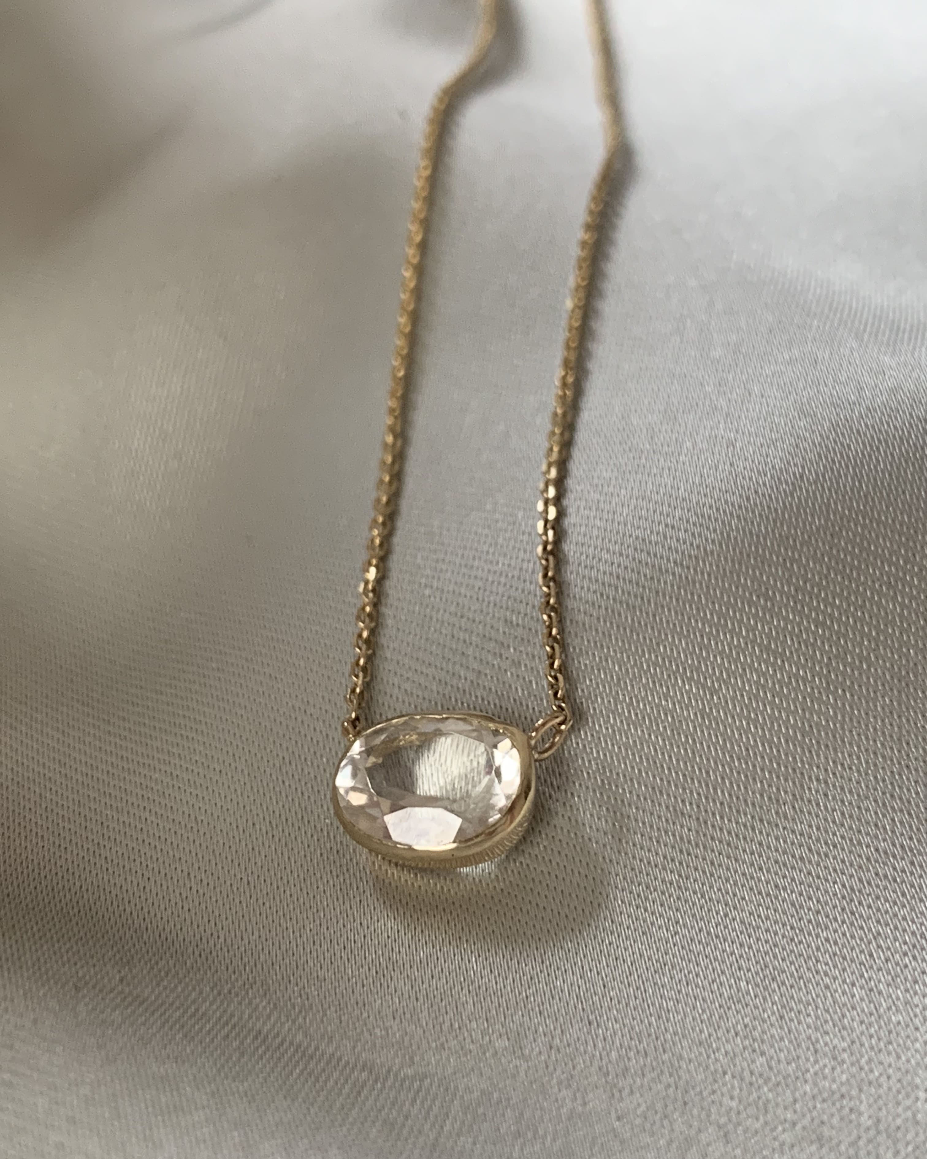 Solitaire White Topaz Oval Necklace