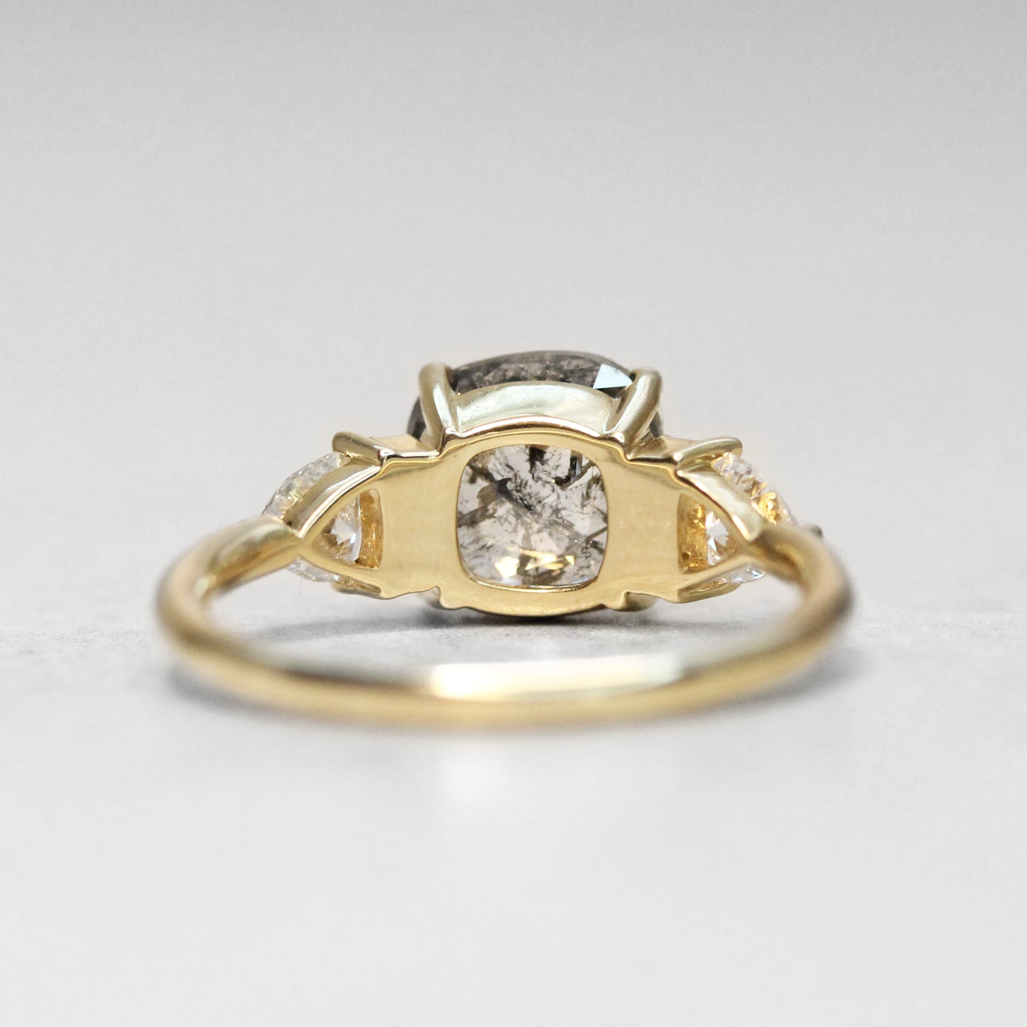 Salt & Pepper Cushion Diamond Custom Engagement Ring