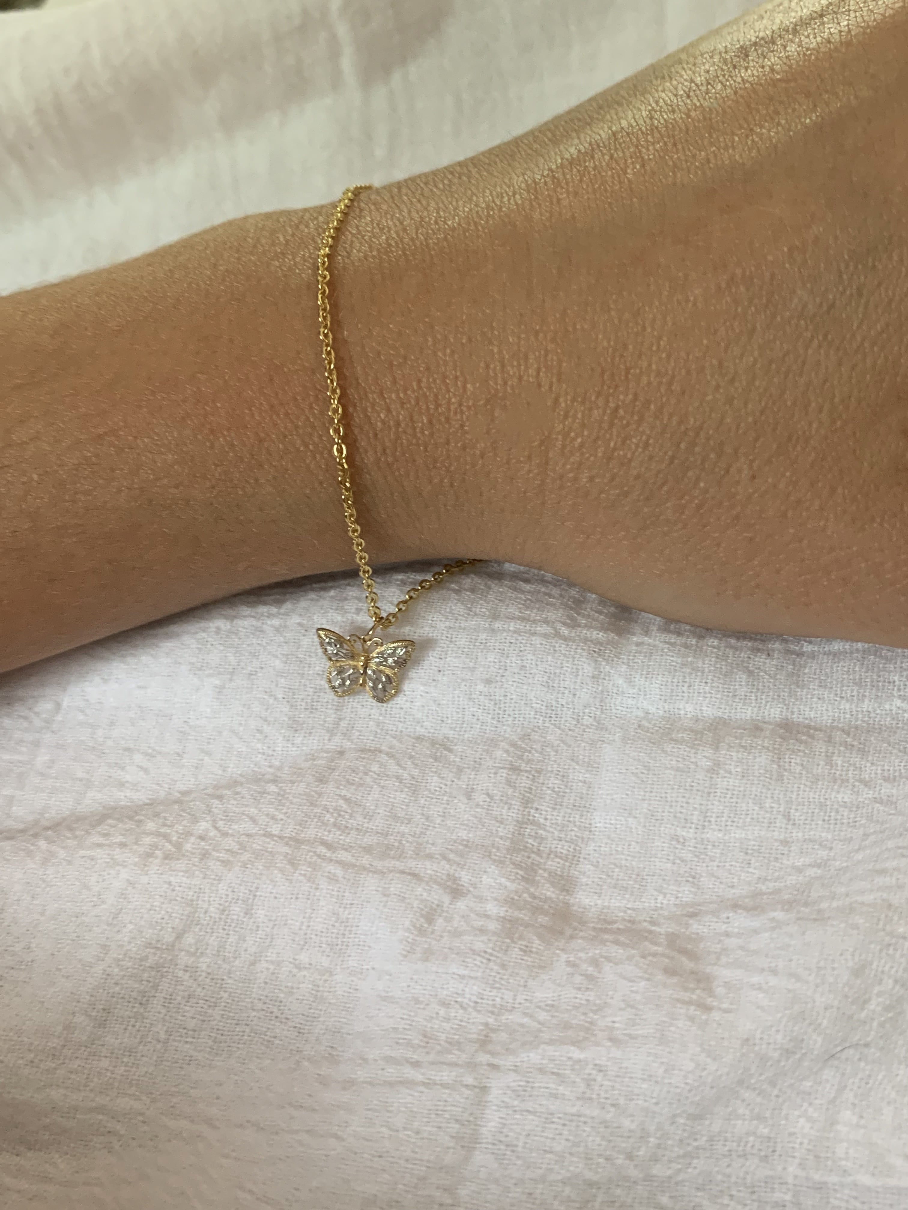 Mini Gold Butterfly Charm Bracelet