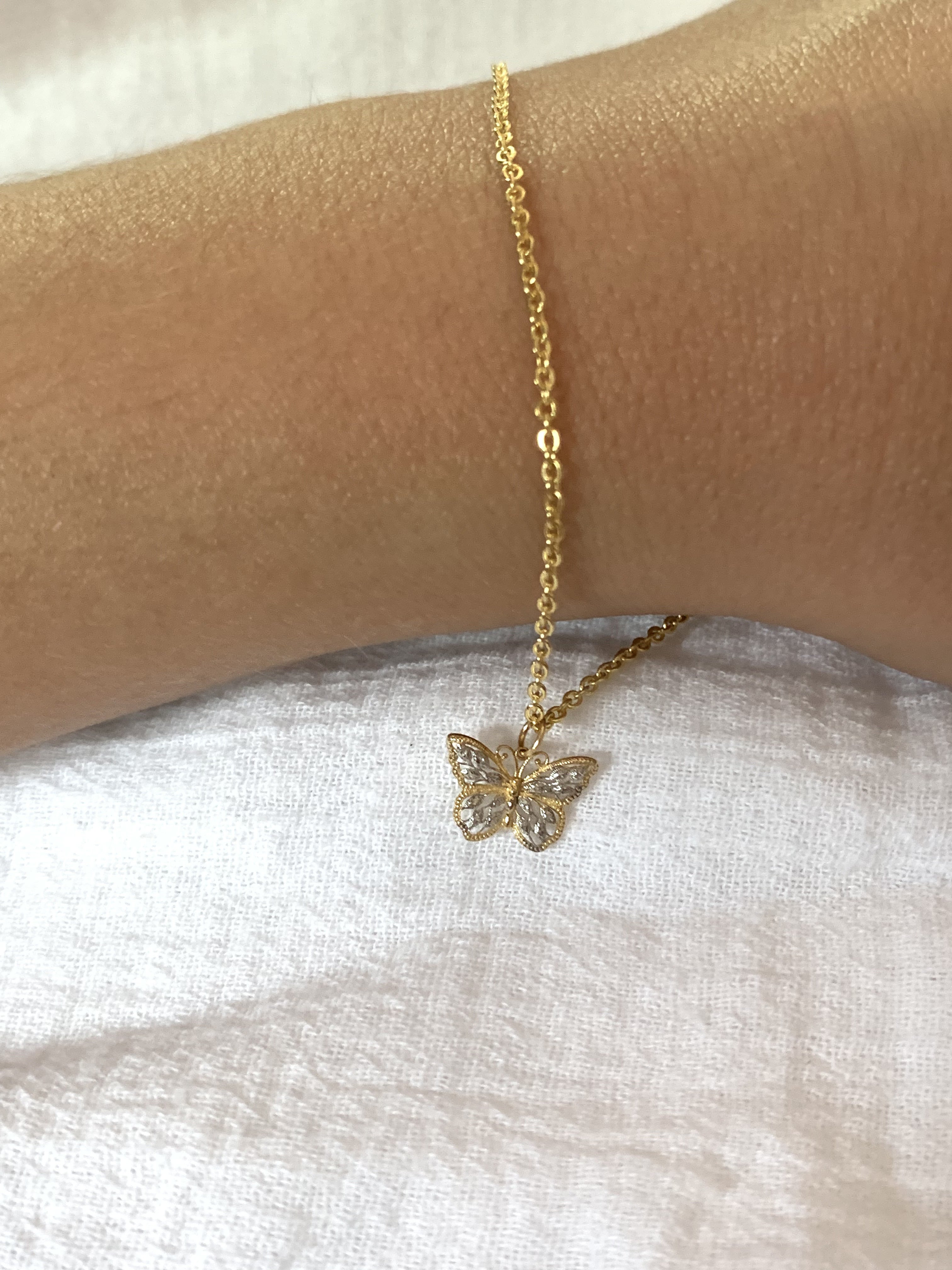 Mini Gold Butterfly Charm Bracelet