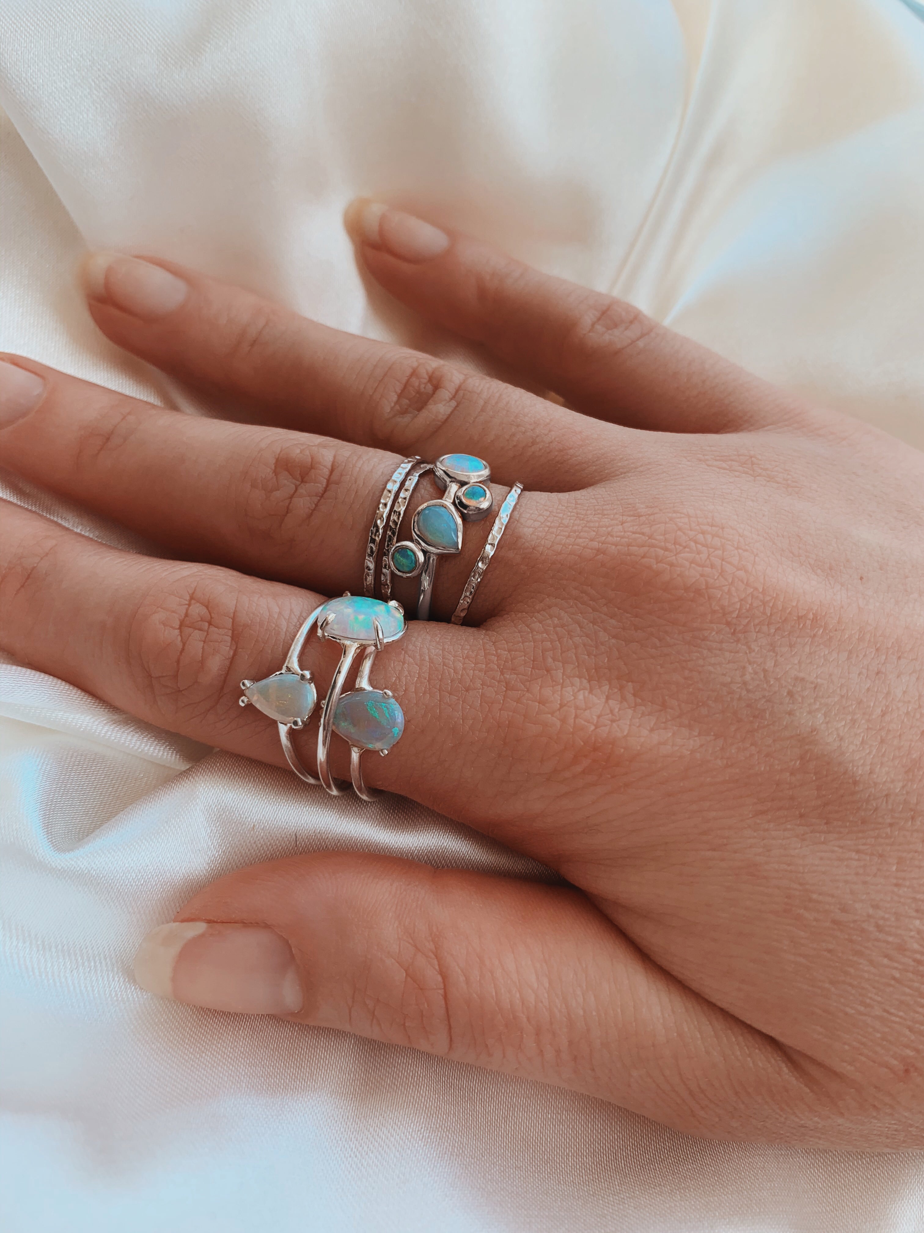 Natural Teardrop Opal Ring